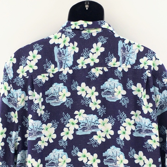 Tommy Bahama Mens Camp Shirt Blue Coconut Point Surf Shack Floral Sz XL - Picture 5 of 10